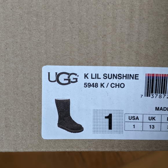 UGG Lil Sunshine Boots - Chocolate, Size 1 - Picture 6 of 6